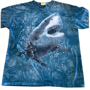 The Mountain Shark Shirt XXL Blue Tie Dye Ocean Graphic All Over USA